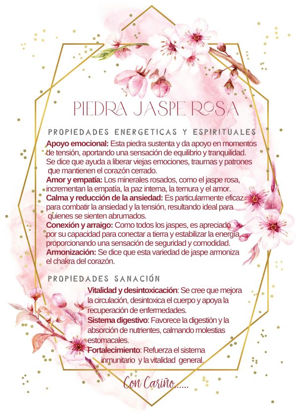 Jaspe Rosa Pulsera Jaspe Rosa 8 mm con Plata Flor de Loto