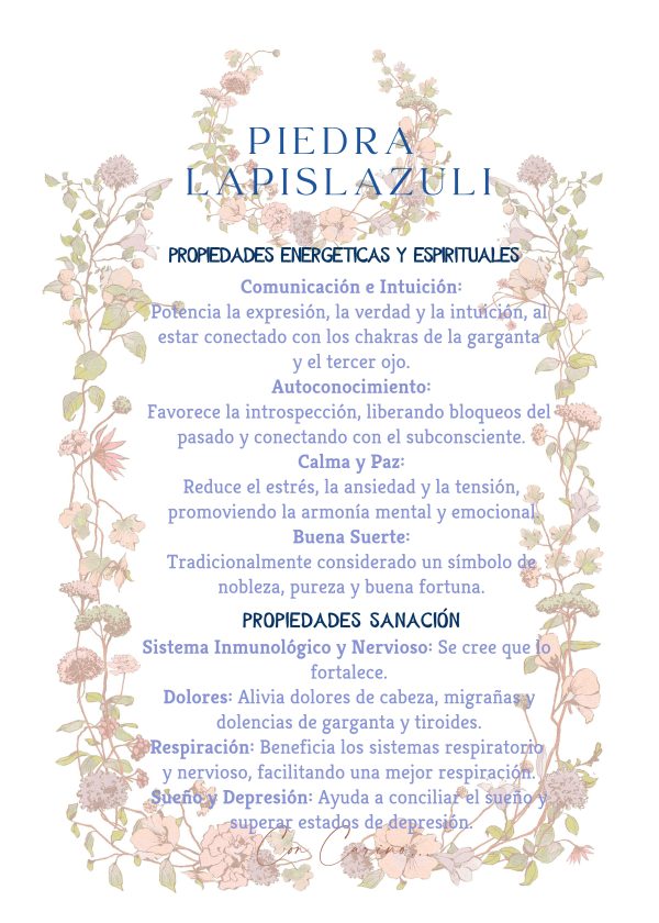 LapisLazuli Pulsera Lapislazuli 6mm con Flor de Loto con Baño Oro 18k