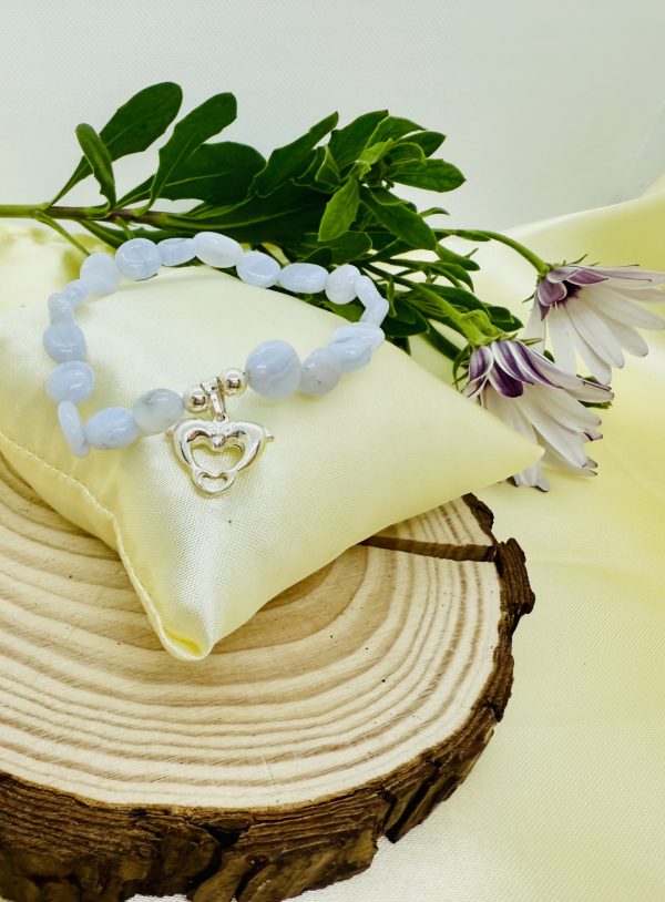 PN 0001 - Foto 2 Pulsera Agua Marina con Plata con 2 Delfines corazon