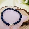 Pulsera Lapislazuli 6mm con Plata Flor de Loto