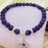 Pulsera Amatista 6mm con Plata con Nudo de Bruja con Amatista