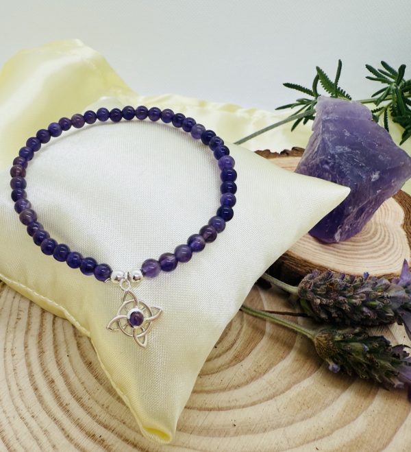 PN 0006 - Foto4 Pulsera Amatista 4mm con Plata con Nudo de Bruja con Amatista