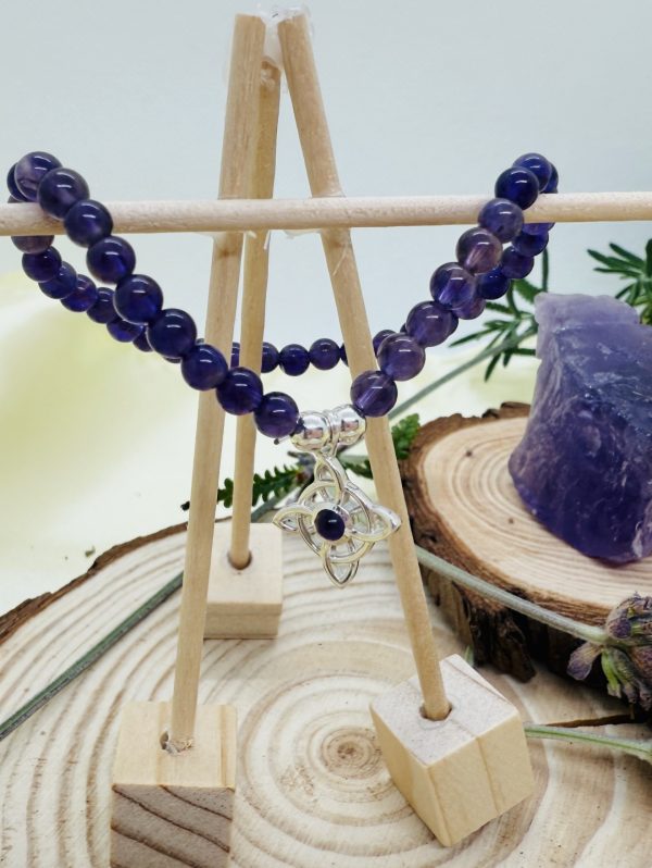 PN 0006 - Foto5 Pulsera Amatista 4mm con Plata con Nudo de Bruja con Amatista