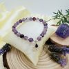 PN 0008 - Foto2 Pulsera Cuarzo Rutilado Morado con Plata con Flor de Loto con Amatista
