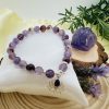 PN 0008 - Foto3 Pulsera Cuarzo Rutilado Morado con Plata con Flor de Loto con Amatista