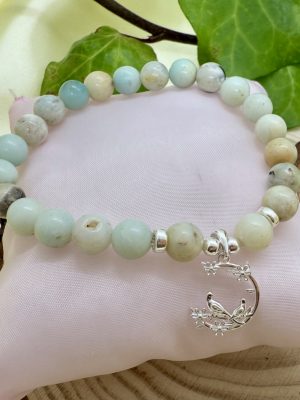 Pulsera Amazonita del Bosque con Plata con Bosque y pajaritos