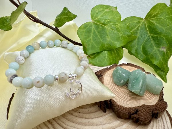 Pulsera Amazonita del Bosque con Plata con Bosque y pajaritos