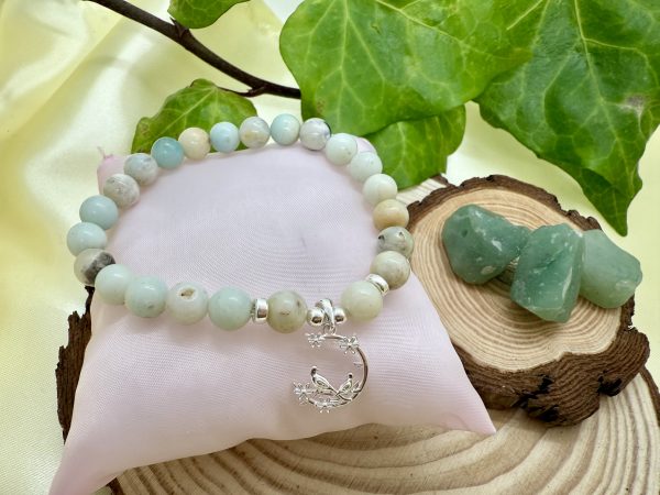 Pulsera Amazonita del Bosque con Plata con Bosque y pajaritos