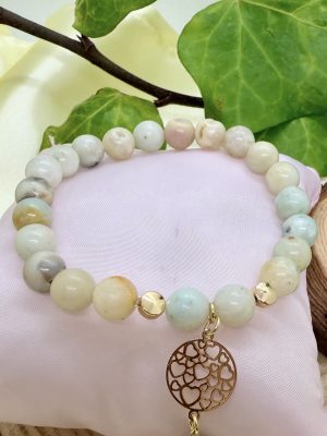 Pulsera Amazonita del Bosque con Oro con Mandala