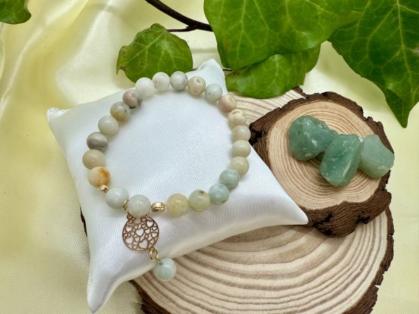 PN 0011 - Foto3 Pulsera Amazonita del Bosque con Oro con Mandala
