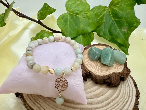 PN 0011 - Foto4 Pulsera Amazonita del Bosque con Oro con Mandala