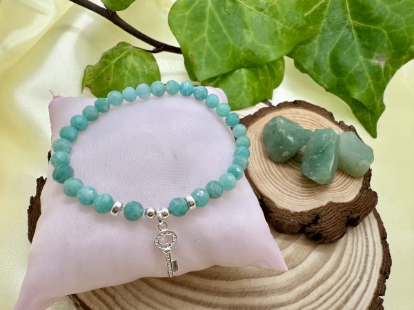 PN 0012 - Foto2 Pulsera Amazonita Aqua con Plata con Llave