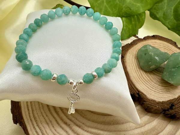 PN 0012 - Foto3 Pulsera Amazonita Aqua con Plata con Llave