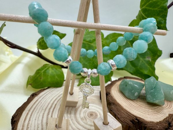 PN 0012 - Foto5 Pulsera Amazonita Aqua con Plata con Llave