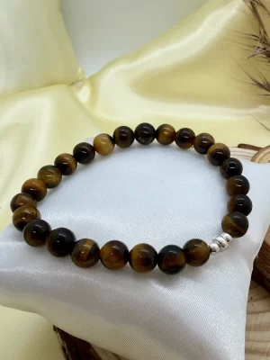 PN 0013 - Foto 1 Pulsera Ojo de Tigre con plata - Hombre