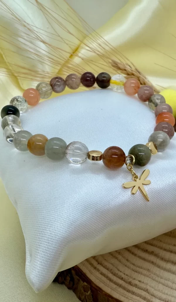 Pulsera Cuarzo Rutilado con Baño de oro - Libelula