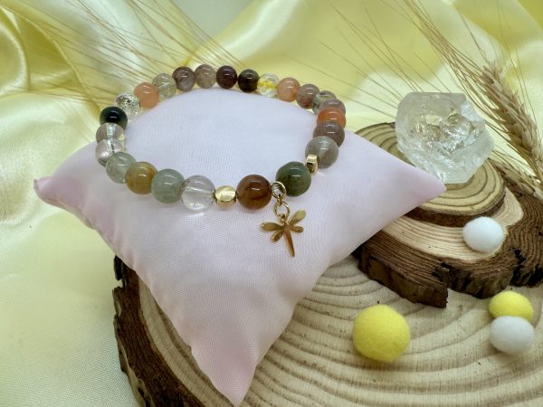Pulsera Cuarzo Rutilado con Baño de oro - Libelula