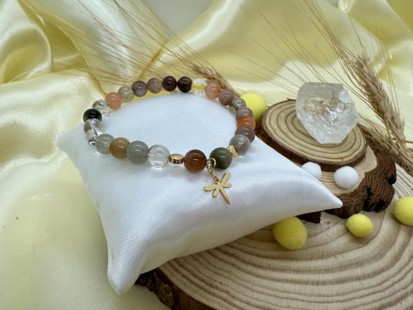 Pulsera Cuarzo Rutilado con Baño de oro - Libelula