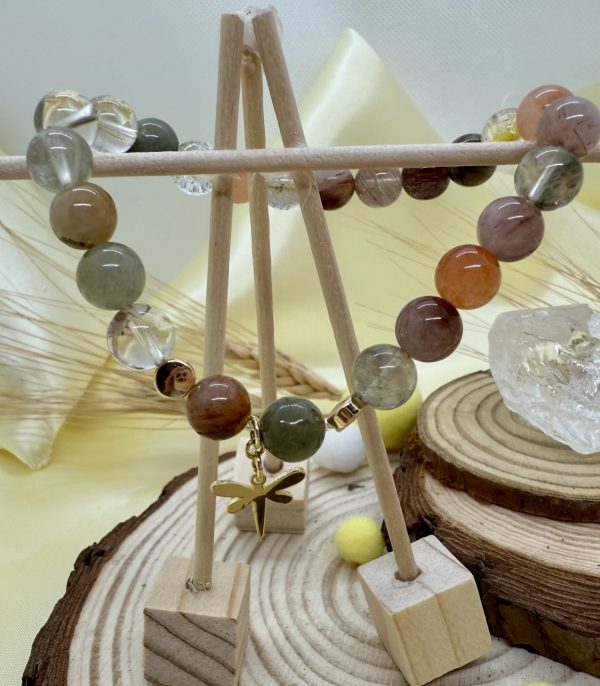 Pulsera Cuarzo Rutilado con Baño de oro - Libelula