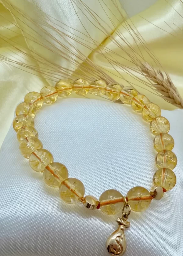 PN 0016 - Foto 1 Pulsera Citrino con baño de oro - Saquito Dinero