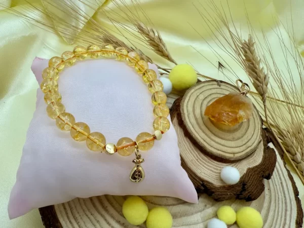 PN 0016 - Foto 2 Pulsera Citrino con baño de oro - Saquito Dinero