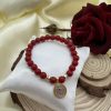 PN 0020 - Foto3 Pulsera Jade Rojo 8mm con Plata y Baño en Oro San Benito