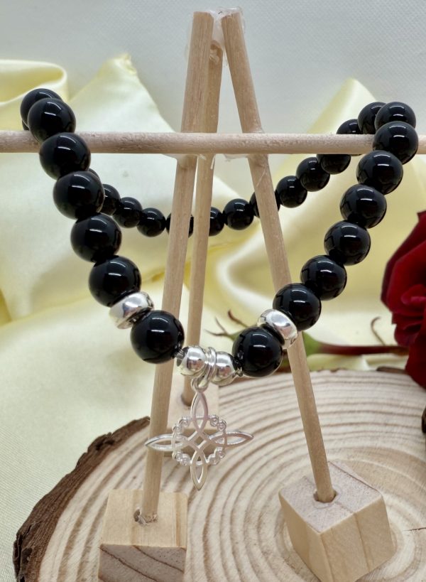 PN 0025 - Foto5 Pulsera Onix 6 mm con Plata y Nudo de Bruja