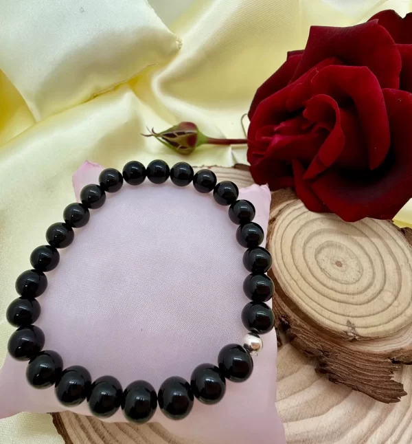 PN 0027 - Foto 2 Pulsera Onix 8 mm con Plata Hombre