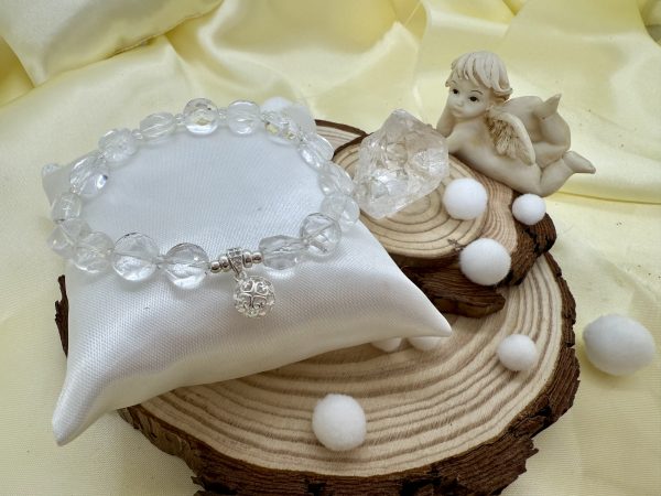 PN 0031 - Foto 3 Pulsera Cristal Cuarzo 10 mm con Plata Llamador de Ángeles