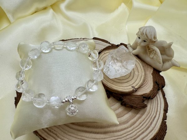 PN 0031 - Foto 4 Pulsera Cristal Cuarzo 10 mm con Plata Llamador de Ángeles