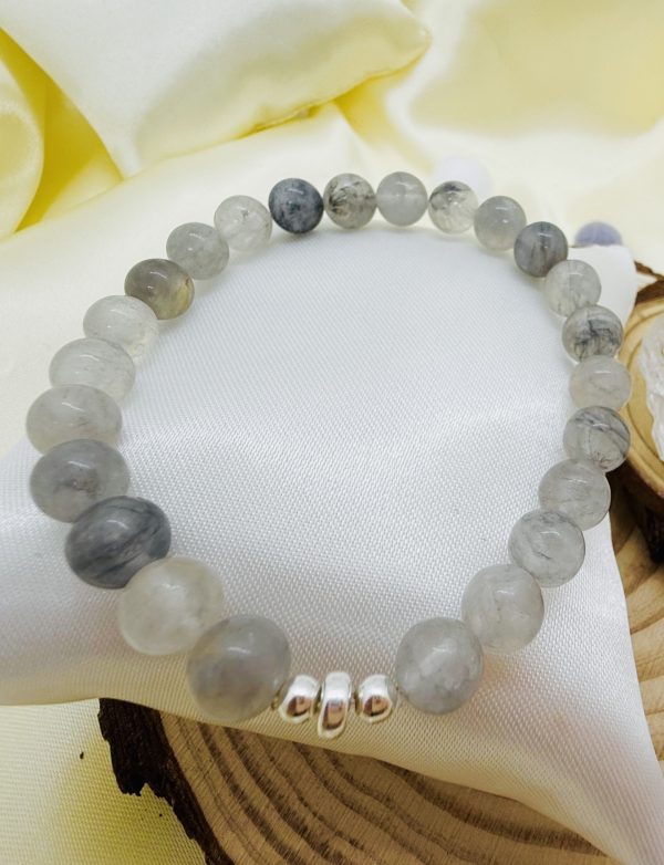 PN 0032 - Foto1 Pulsera Cuarzo Nube 8 mm con Plata