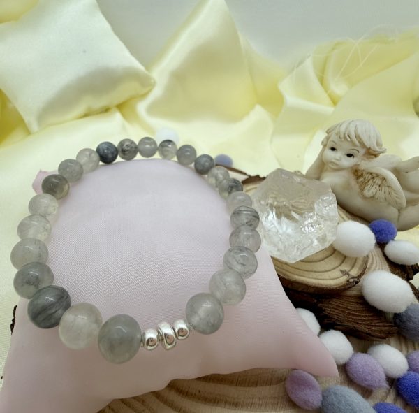 PN 0032 - Foto4 Pulsera Cuarzo Nube 8 mm con Plata