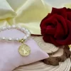PN 0035 - Foto 2 Pulsera de Perlas de Rio 10 mm con baño de oro Medalla San Benito