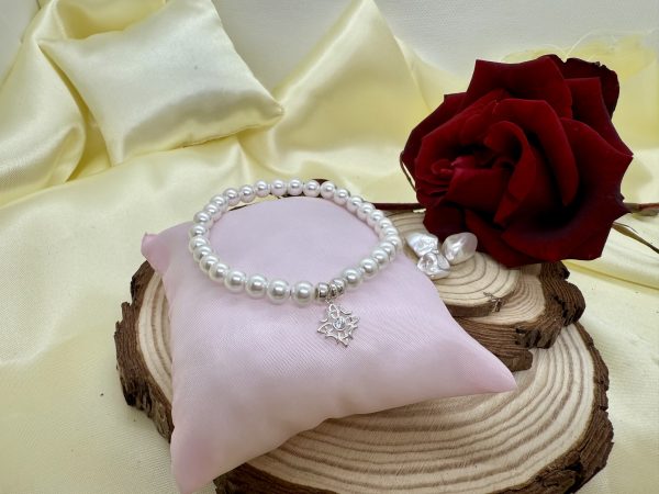 PN 0037 - Foto 4 Pulsera de Perlas de Nacar 6mm con Plata Nudo de Bruja