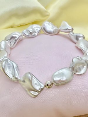 Pulsera de Perlas de Nácar grande con Plata