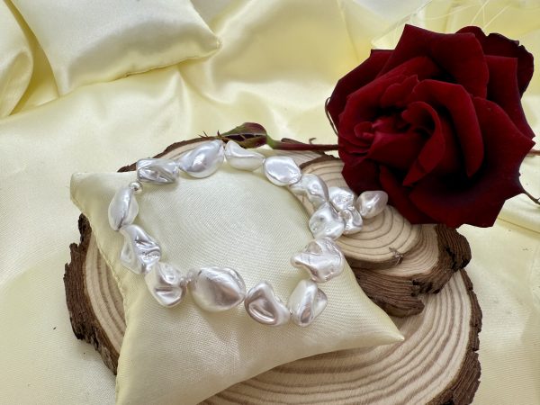 Pulsera de Perlas de Nácar grande con Plata