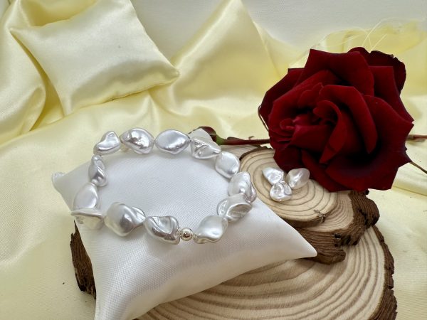 Pulsera de Perlas de Nácar grande con Plata