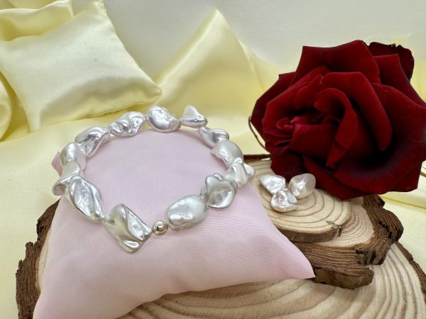 Pulsera de Perlas de Nácar grande con Plata