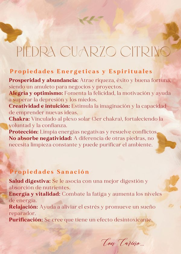 Piedra Cuarzo Citrino Pulsera Citrino con Baño de oro - Corazón