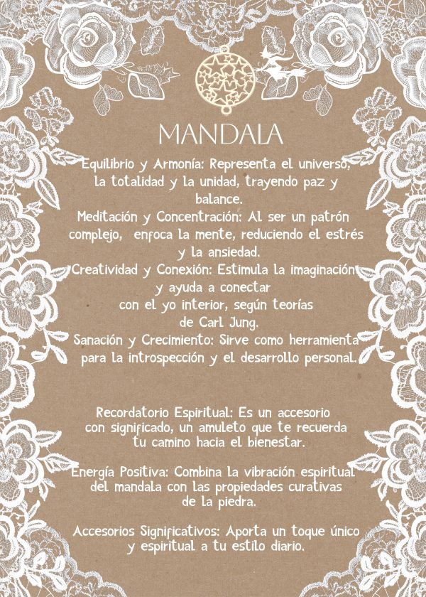 Propiedades Mandala Pulsera Amazonita del Bosque con Oro con Mandala